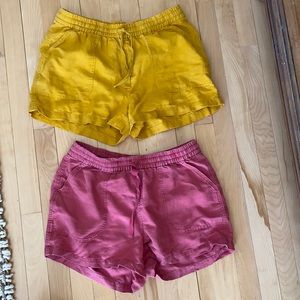 2 pairs drawstring shorts, linen blend